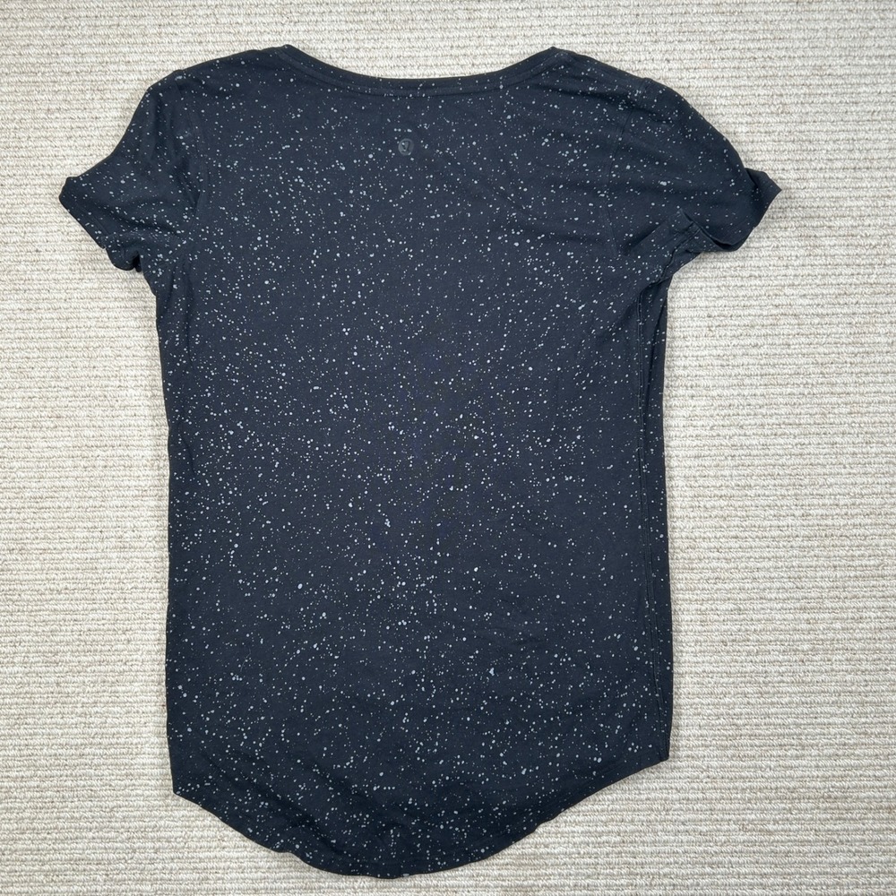 Lululemon V-Neck Tee Women XS/S Black Speckled Athleisure Activewear Performance - Picture 5 of 6